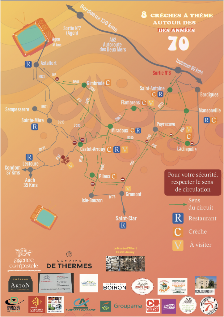 Affiche plan pour l 'association la ronde des crèches autour de Miradoux créer par Agence Com'postelle à entre Lectoure et Auvillar
